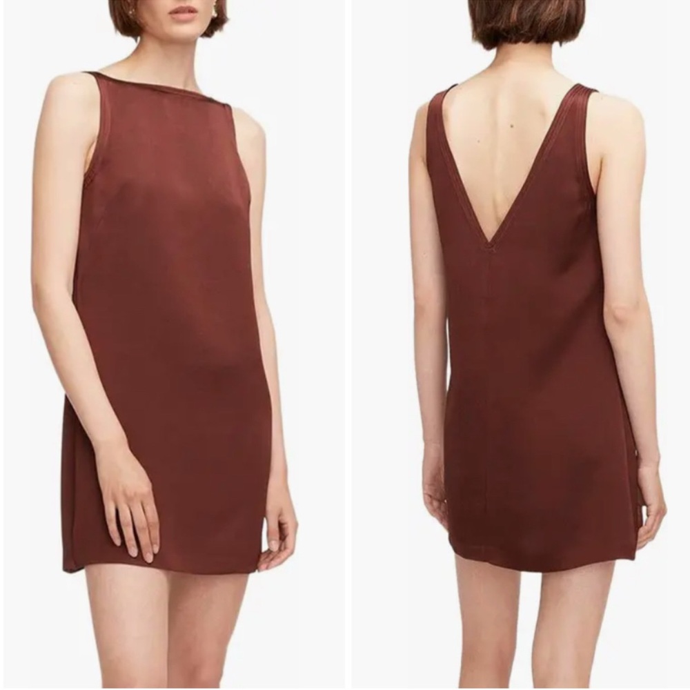 Rebecca Taylor NWT Heavy Satin Shift Dress in Raisin